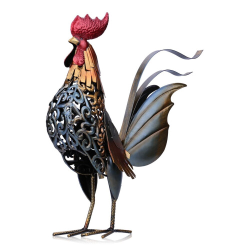 Δημιουργικό μεταλλικό στολίδι Golden Rooster, διακόσμηση κήπου από σφυρήλατο σίδερο, 1