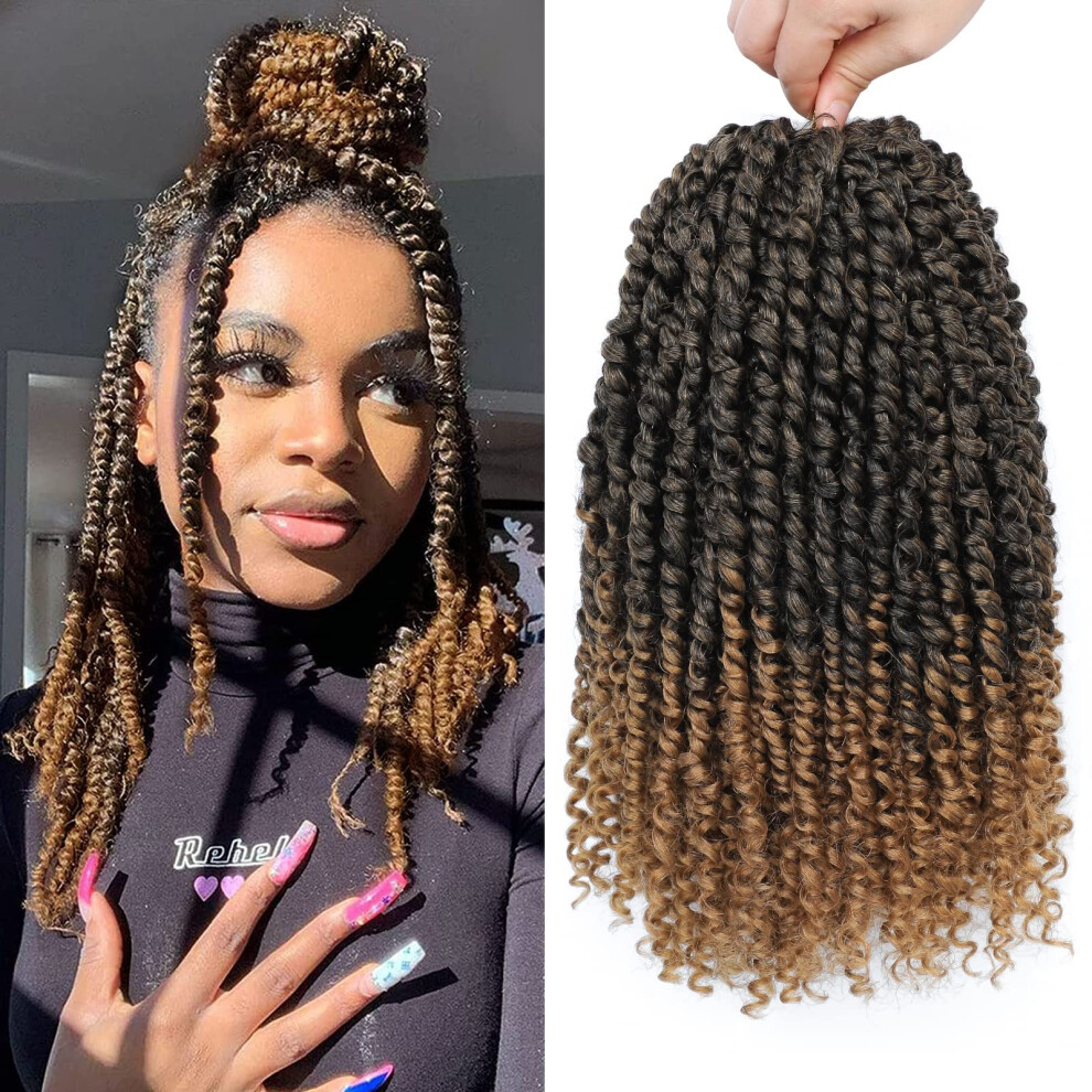 Unisex Black Passion Twist Hair 12 Inch 8 Packs Pretwisted Crochet Hair Extensions For Women T27 Synthetic