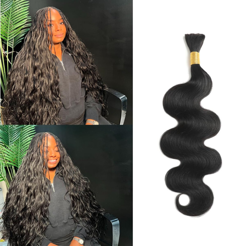 26 Inch Human Braiding Hair Bundle 100% Remy Brazilian Body Wave Extensions for Boho Braids