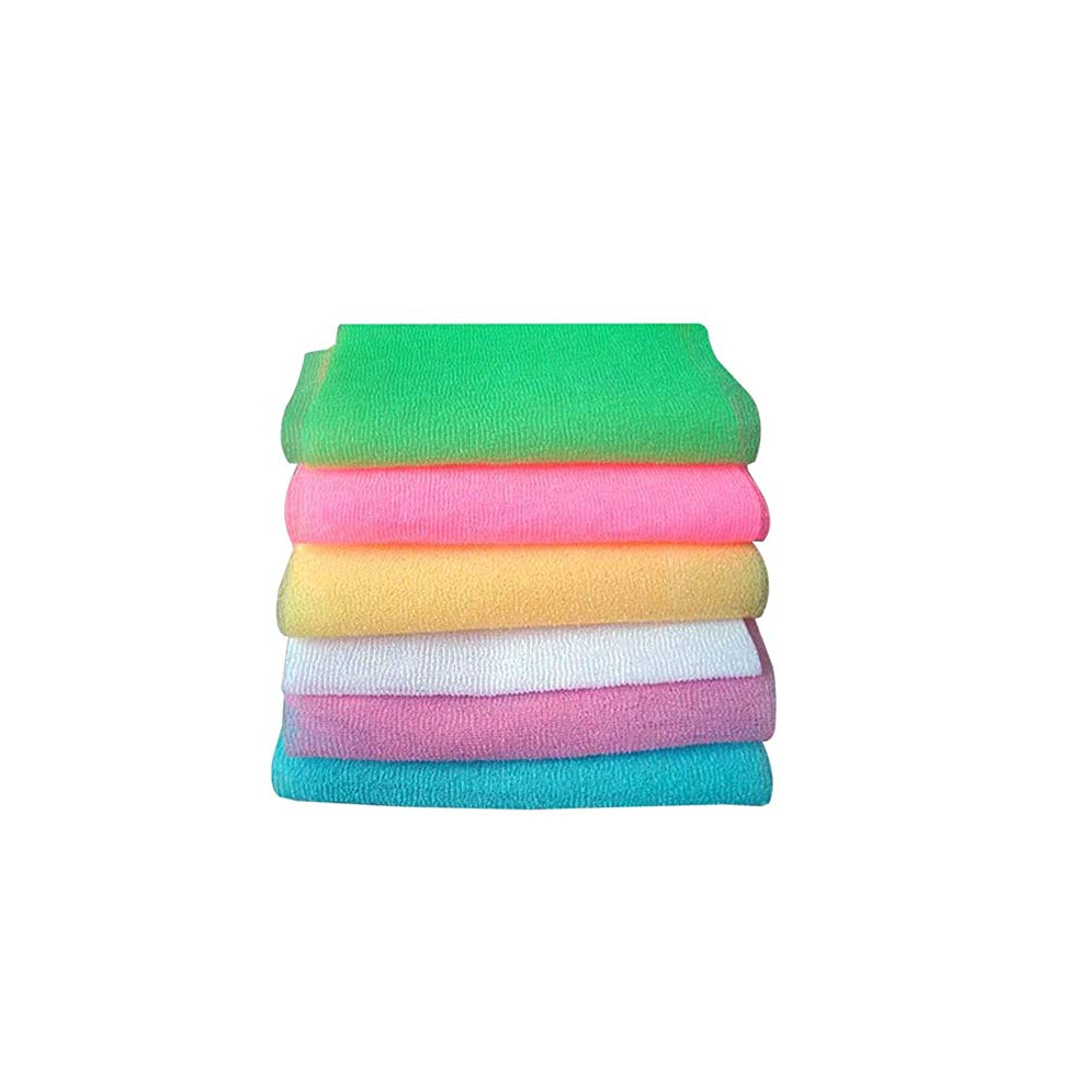 6pcs Nylon Back Scrubber Towel Set with Long Strap Gentle Exfoliation Quick Dry for Shower