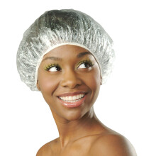 Disposable Shower Caps 30 Pack Waterproof Plastic Caps for Women Elastic Fit Hair Protection