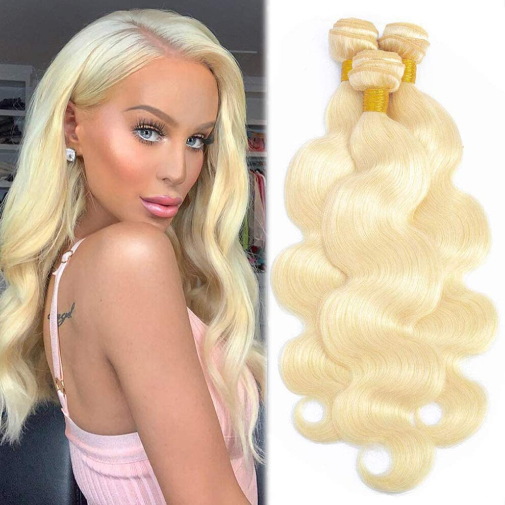 613 Blonde Body Wave Human Hair Bundles Brazilian Virgin 9A Grade Extensions 3 Pack 12â14â16 Inch