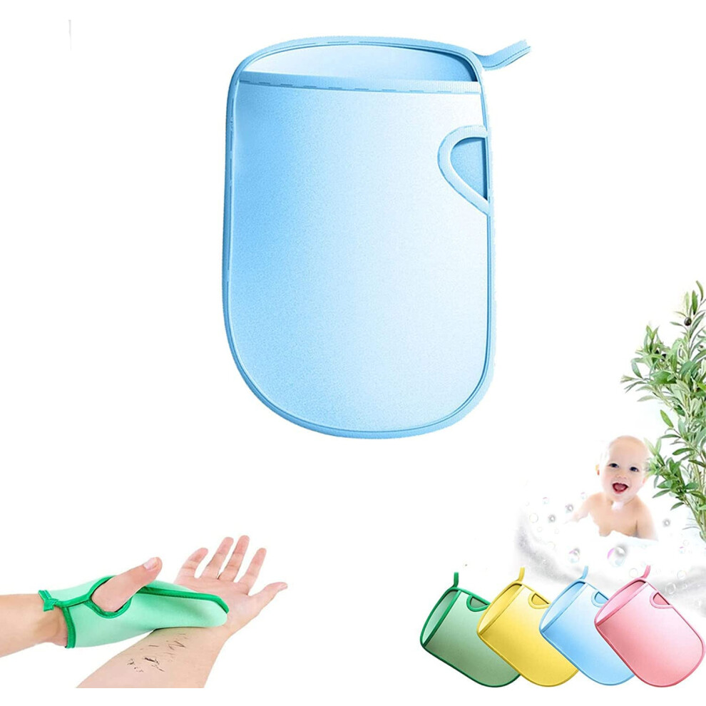 Blue Exfoliating Bath Mitt With Dualsided Scrub For Gentle Skin, Soft Pva Cotton Dead Skin Remover