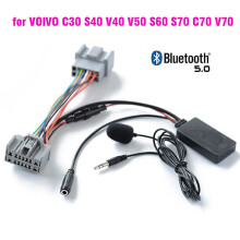 Adaptador Bluetooth 5.0 para llamadas manos libres con entrada auxiliar para Volvo C30S40V40V50S60S70C70V70Xc70S80Xc90 con micrófono.