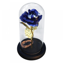 Lahja hänelle - Forever Rose lasikuvussa LED-valoilla, yhteensopiva Galaxy Decorin kanssa, sininen - ainutlaatuinen syntymäpäivä- ja
