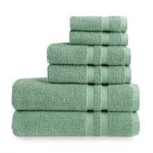 Mainstays Performance Solid Badhanddoekenset van 6 stuks, Groen Salie