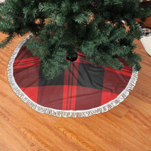 Kerstboomrok van kant met franjes, Kerst - Tartan Zachte, Lichte, Aanvoelende Boomrok 48"