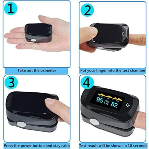 AAOMASSR Fingerpulsoximeter SpO2Herzfrequenz-Gesundheitsmonitor Blutsauerstoffsensor-Messgerät LED (Schwarz) 1