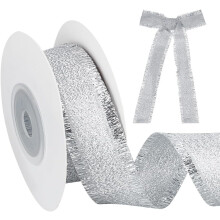 10 Yards Polyesterbänder mit Fransenrand, Bekleidungsaccessoires, Silber, 7/8 Zoll (22 mm)