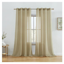 saney2Piece Półprzezroczyste panele z woalu z przelotkami na zasłony okienne do sypialni i salonu (54" szer. x 84" dł., kolor taupe)