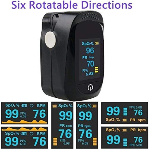 AAOMASSR Fingerpulsoximeter SpO2Herzfrequenz-Gesundheitsmonitor Blutsauerstoffsensor-Messgerät LED (Schwarz) 2