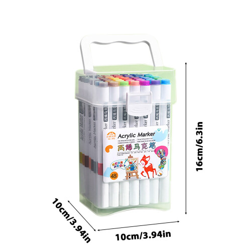 FloHua48PCS Ακρυλικοί Μαρκαδόροι, 24 Χρώματα, Πλενόμενοι, Μη Διαπερατοί Στυλό 2