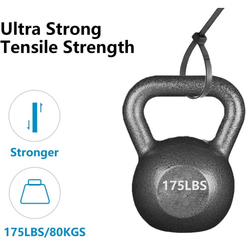 25 abraçadeiras de nylon de 122 cm (48 polegadas) de comprimento, resistentes e com força de tração de 81 kg (180 libras). Abraçadeiras 2