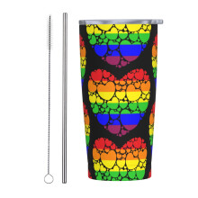 Mese dell'orgoglio LGBTQ Gay Pride Ally Tazza termica da viaggio in acciaio inossidabile da 20 once con cannuccia Tazza termica portatile bianca