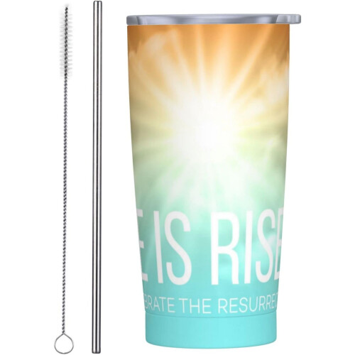 Πασχαλινό ποτήρι He Is Risen 20oz με καπάκι και καλαμάκι, κούπα καφέ με μόνωση από 1