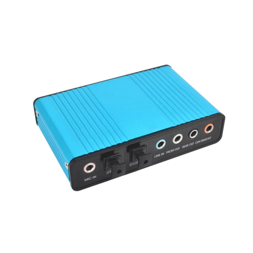 Placa de Som Externa USB de 6 Canais com Som Surround 5.1/7.1 para PC, Laptop, Desktop e Tablet (Azul) 2