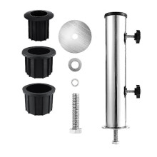 Set di tubi di supporto per asta ombrellone, tubo di inserimento per base ombrellone da esterno, manicotto per tubo per esterni (argento nero)-PO-