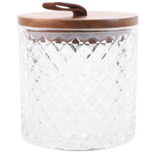 Bonbonglas Küchenaccessoires Lebensmittelaufbewahrungsglas mit Deckel Haferflockengläser Deckel Akazienholz Versiegelt Schmuck Kosmetik 600 ml