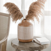 Vaso in ceramica, 19,3 cm, bianco, stile rustico moderno per arredamento di casa, ideale per soggiorno, tavolo da pranzo, camera da letto e balcone.