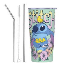 Bicchiere termico Stitch da 20 oz (590 ml) per sport, ideale per caffè caldo e freddo, tè, acqua e birra. Tazza da viaggio in acciaio inossidabile,