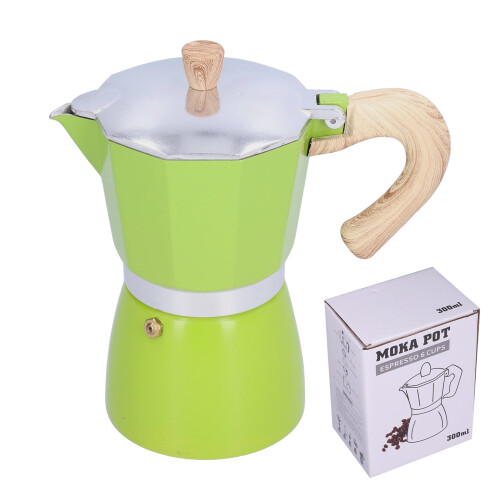 Green300ML Moka Pot - Ανθεκτική καφετιέρα αλουμινίου για εστίες αερίου, αιθανόλης,