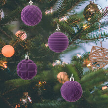 JingChun 12-teiliges Set Samt-Weihnachtskugeln, beflockt, bruchsicher, kompatibel mit Samt-Weihnachtsbaumschmuck für Partys