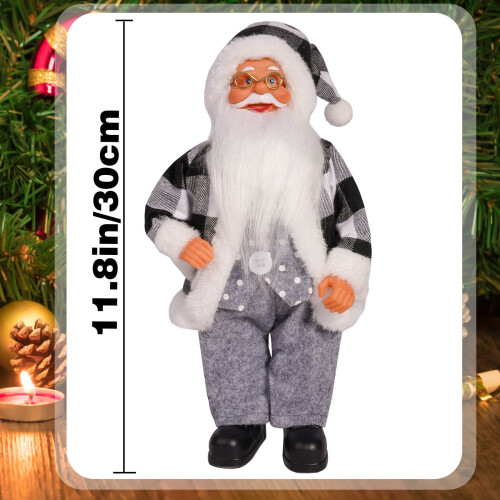 Boneco de Papai Noel de 30 cm (12 polegadas) em pose natalina, perfeito para decoração de janela. 2