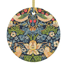 William Morris Strawberry Thief virágos karácsonyi függődísz karácsonyfára - Ünnepi kerámia függődíszek - Karácsonyi dísz