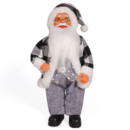 Boneco de Papai Noel de 30 cm (12 polegadas) em pose natalina, perfeito para decoração de janela. 1