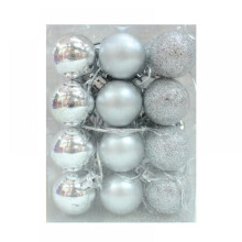 24-teiliges Set Kugeln, Christbaumkugeln, Party-, Hochzeits- und Weihnachtsbaumschmuck, Gold, Silber, Mehrfarbig