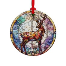 Weihnachtlicher Acryl-Anhänger, konkav strukturierte runde Anhängerdekoration