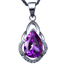 Collana con pendente a goccia in ametista viola, catena per clavicola da donna