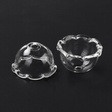 10 Glasperlenkegel für Windspiele, Herstellung mehrblättriger Blüten, klar, 21–24,5 x 13 mm, Loch: 2 mm