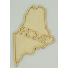 Stück, mittelgroße, 3 mm dicke Ausschnitte des US-Bundesstaates Maine mit dem Schriftzug „Home“. Ideal für schnelle und einfache