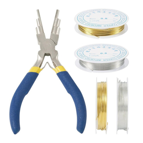 2 ρολά σύρμα για χάντρες κοσμημάτων, εύκαμπτο σύρμα χαλκού 20Gauge με 1 τεμάχιο πένσα, 1