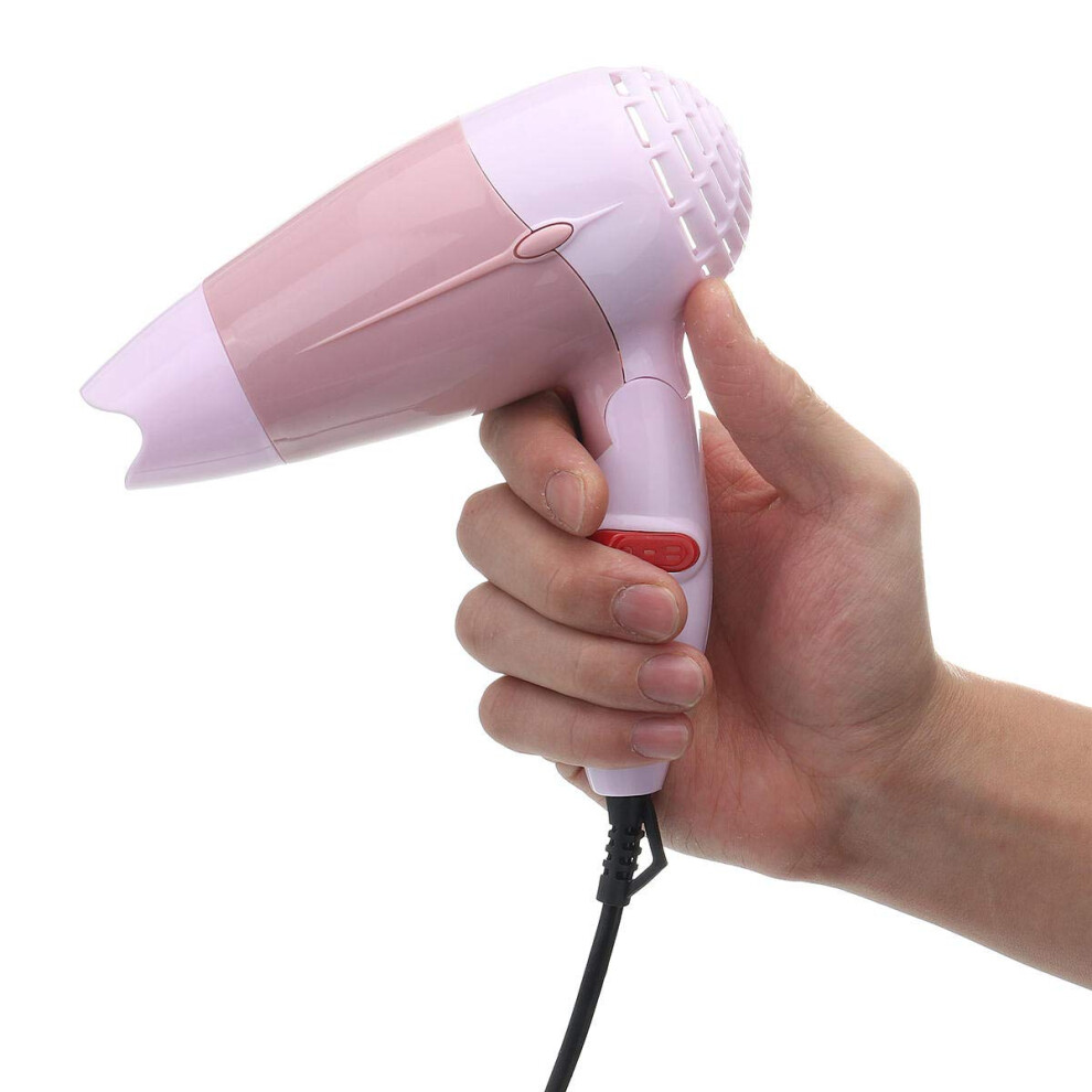 Pink Compact Foldable Travel Hair Dryer 1000W Fast Drying with Dual Speed and Cool Shot