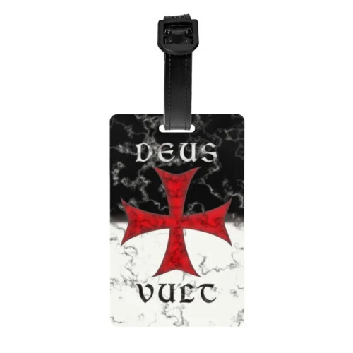 Σταυρός Deus Vult Crusader σε μάρμαρο, ετικέτες αποσκευών, προσαρμοσμένες ετικέτες 1