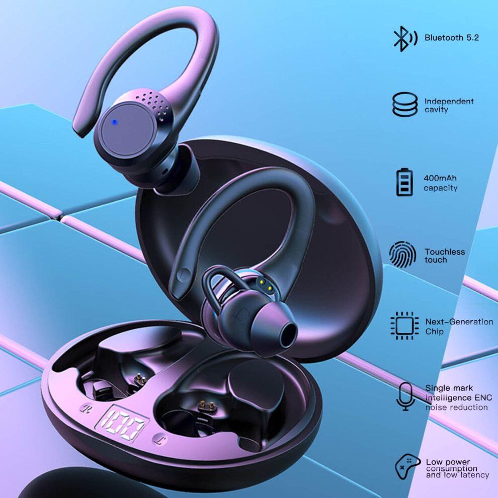 Eqwljwe New 5.2 Bluetooth Earphones Night Running Lights Wireless Earbud Headset Sports Ear Buds Noise Cancelling Comfortable 9004841190136