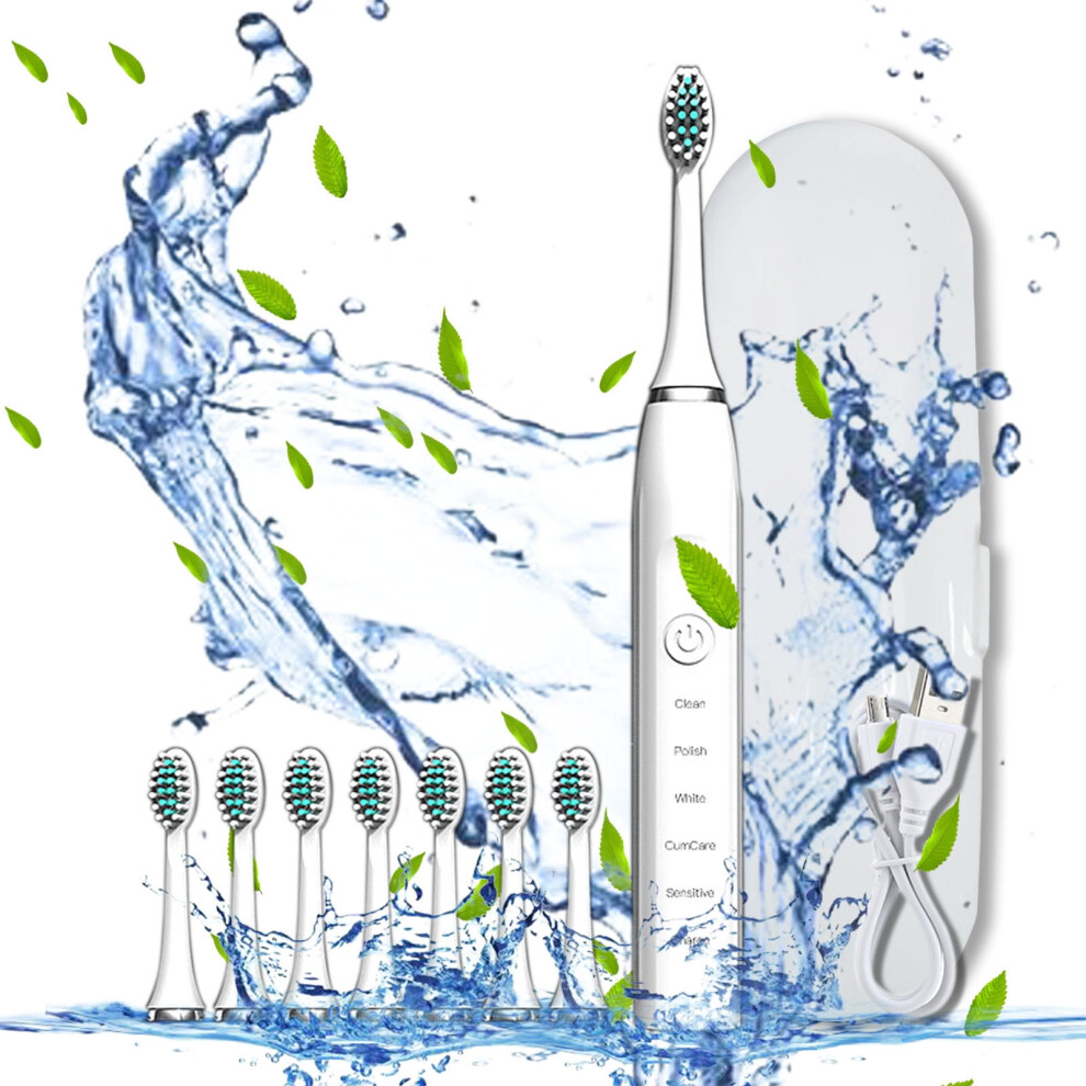 Electric Toothbrush, Electric Toothbrush With 8 Brush Heads,With Toothbrush Box, 5 Cleaning Modes,Smart 20-speed Timer Electric Toothbrush IPX7 -New