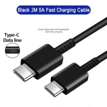 Ładowarka USB-C PD45W, superszybkie ładowanie, kompatybilna z Samsung Galaxy S24S23S22Ultra A54A15A55 5G, 2-metrowy czarny kabel typu C