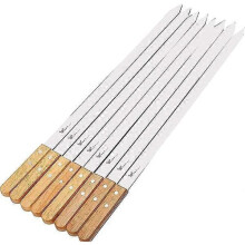 15.75\" Long 5/8\" Wide 2mm Thin Stainless Steel Skewers 8 Pieces, Silver