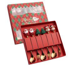 Federra Kerstserviesset, roestvrijstalen lepel, cadeauset, dessertlepel, vork, koffielepel, kersthanger, lepel, serviesset, cadeau