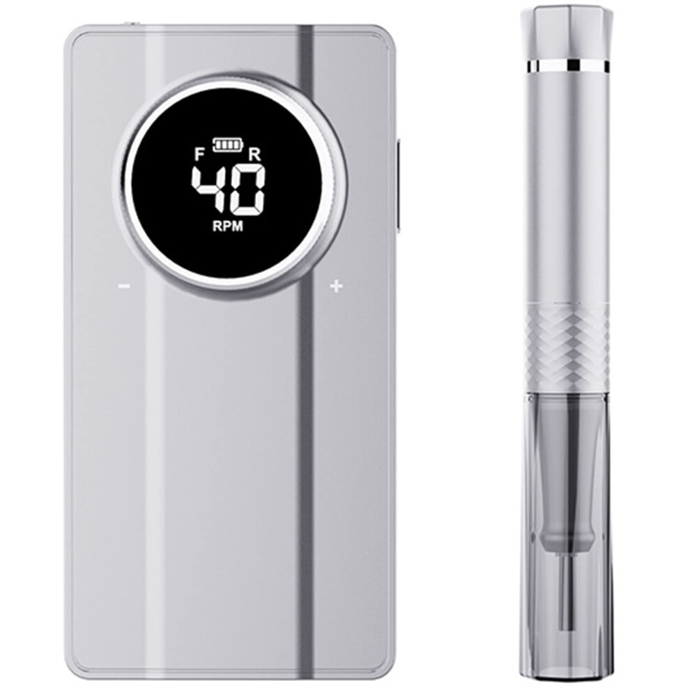 Silver Electric Nail Drill 40000Rpm Cordless Rechargeable Professional Nail File Kit With Aluminum Alloy Body For Manicure Pedicure