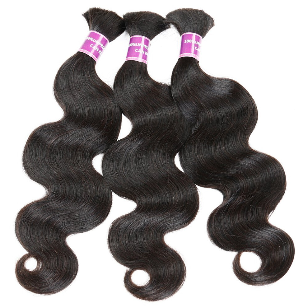 Brazilian Virgin Human Hair Bulk Body Wave 3 Bundles Mixed Length for Braiding Natural Color