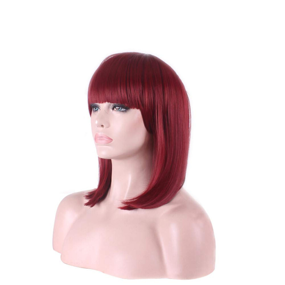 Unisex Short Straight Synthetic Wig For Women With Natural Hairlike Texture, Adjustable Breathable Fit