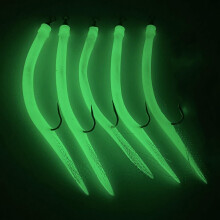 Fishing Jig Lures with Offset Barbed Octopus Hook, Stainless Shank, 5 Pack, 14/16.5cm, 5g8g, Red Holographic