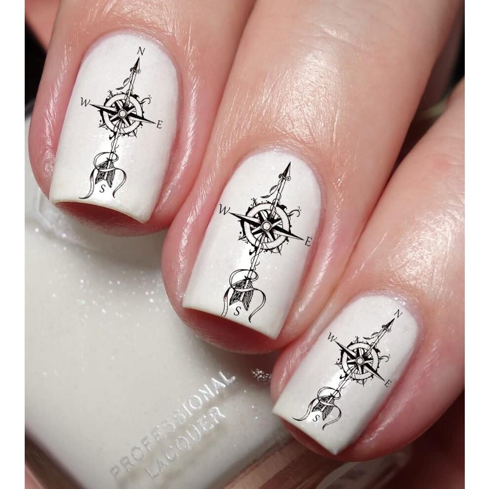 25pcs Nautical Compass Nail Art Decals Water Transfer Stickers for Fast Decorative Detail