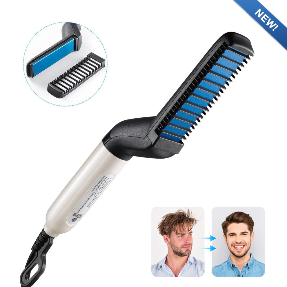 Beard Straightener for Men with Adjustable Temperature, Ionic Fast Heating, Dual Voltage Beard Brush