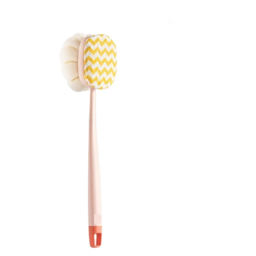 Pink Bath Brush With Long Handle And Soft Bristle Back Scrubber For Gentle Exfoliation Sensitive Skin