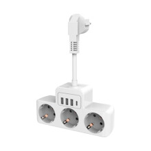 International Power Adapter Power Strip, Euro Outlets with 3 USB Ports for Smart Devices